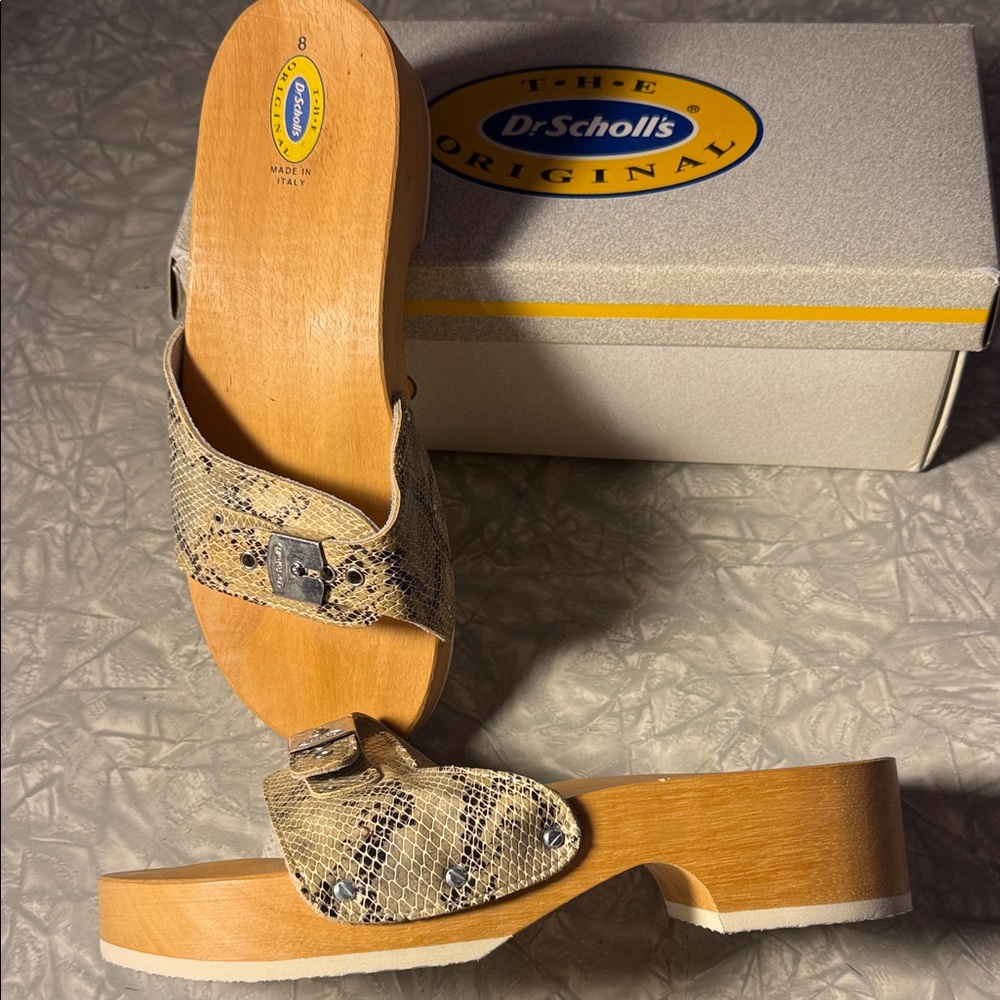 Dr. Scholl's Platform Women's Exercise Sandals Snake Print Leather - Size 8
